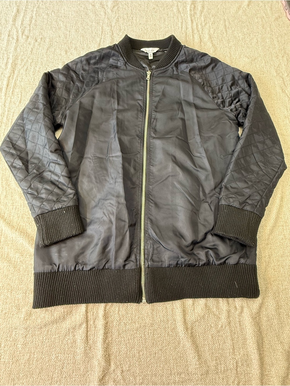 K/Lab Black Quilted-Sleeve Bomber Jacket